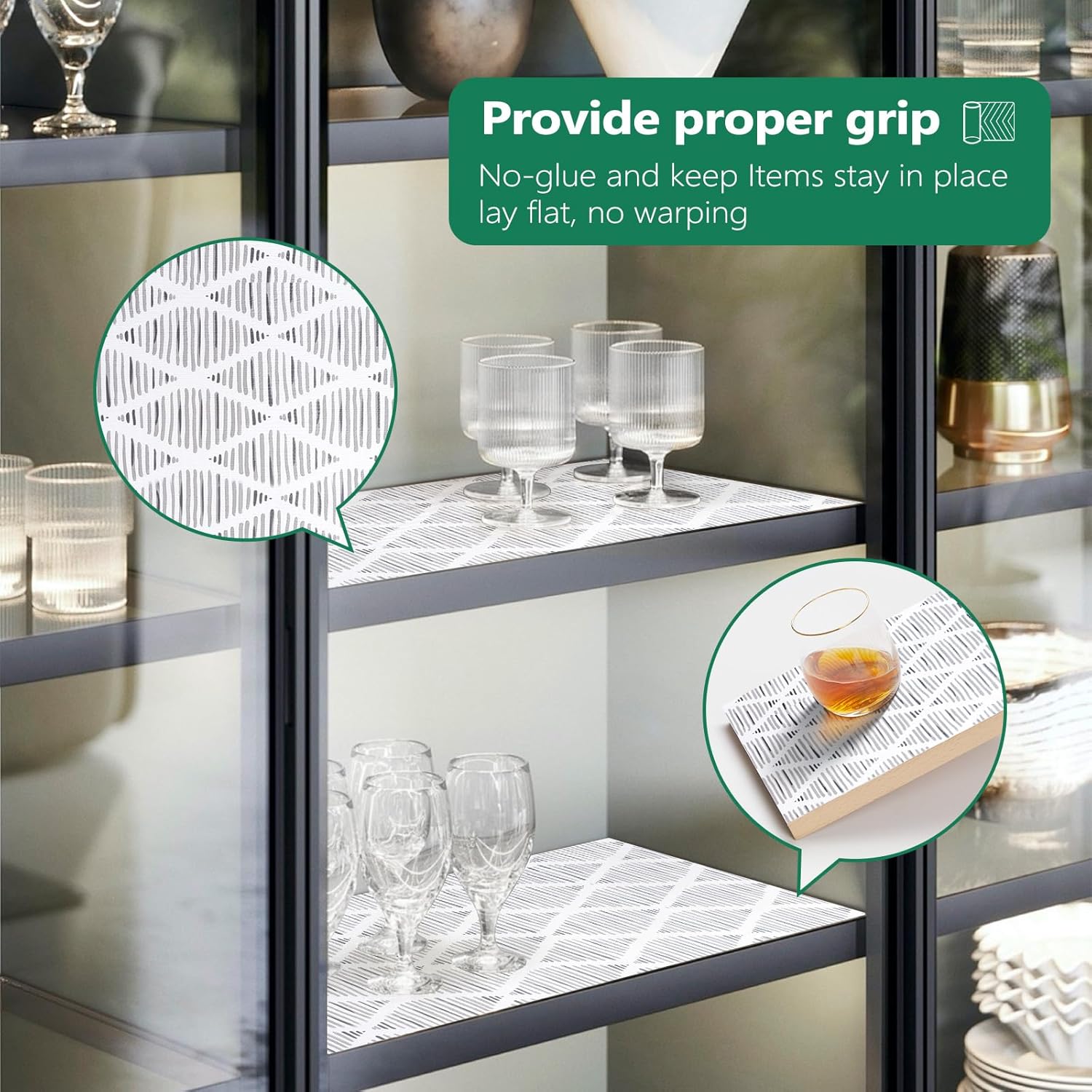 Drawer and Shelf Liner for Cabinets, Non Adhesive Strong Grip Thickened Cabinet Liners for Shelves, Non-Slip Waterproof Mats Protect Kitchen for Cupboard, Dresser, Pantry | Gray, 23.6" x 20FT
