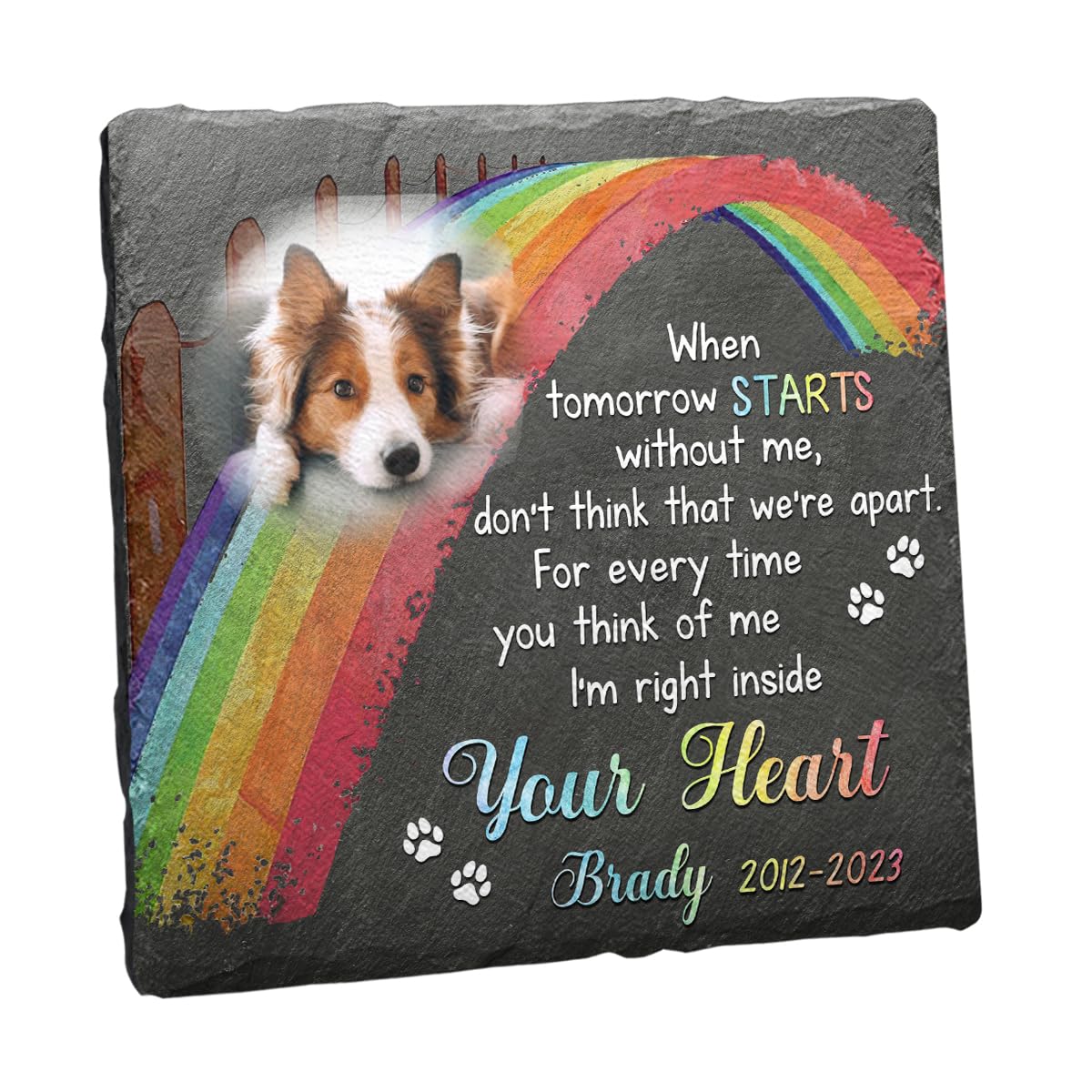 Kilyhome Rainbow Bridge Pet Memorial Gifts - Dog Bereavement Gifts - Square Shaped Dog Memorial Gifts for Loss of Dog Sympathy Gift - Cat, Dog
