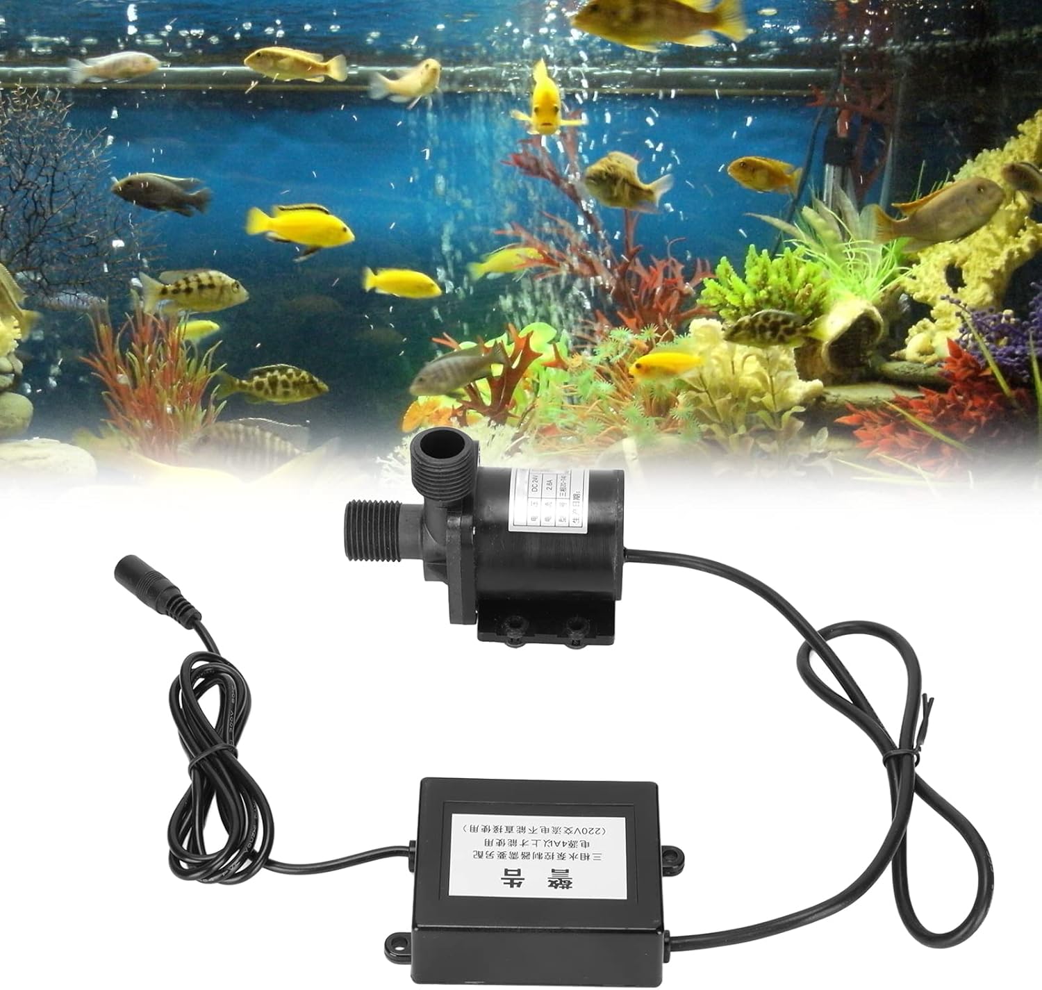 Fish Tank Water Pump, Aquarium Submersible Pump, Fountain Pump, IP68 Waterproof Safe Brushless Motor Aquarium Submersible Gear Pump for Landscape Fountain DC 24V
