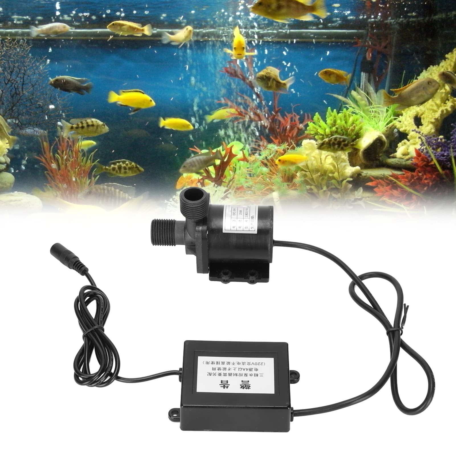 Bomba de Tanque De Agua de Peces IP68, Motor sin escobillas Seguro a Prueba de Agua, Bomba de Engranajes Sumergible para Acuario para Fuente de Paisaje, 24V CC