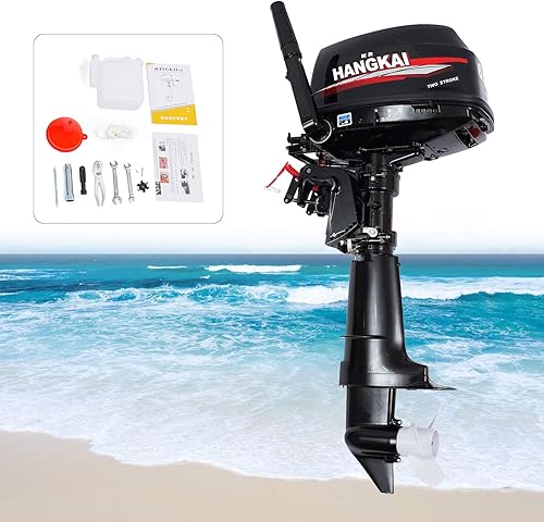 Miniatura 6 de TBVECHI Motores fuera de borda de 6 HP, motor fuera de borda resistente de 2 tiempos, sistema de refrigeración por agua