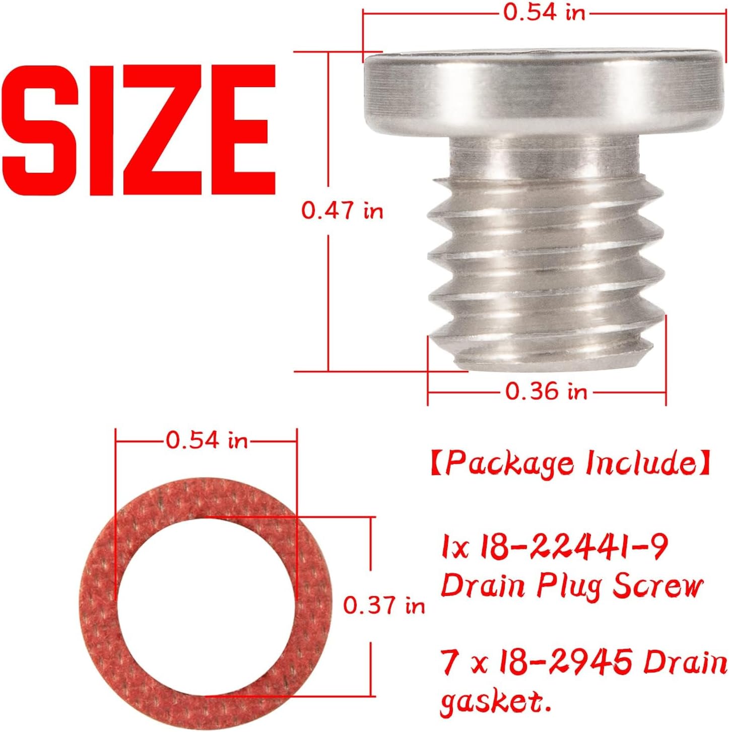 18-2244 Drain Plug Screw & Gasket Kit Fits Mercury/Mercruiser #1/ MR/R/Alpha/Alpha I Gen II Upper & Lower Units, Replaces 10-79953A2 10-79953Q2 10-F50109 F40109