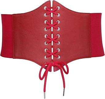 SANSTHS Wide Corset Belt for Women Lace-up Renaissance Corset Hight Waist Elastic Belt for Halloween Costume Parties