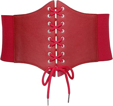 SANSTHS Wide Corset Belt for Women Lace-up Renaissance Corset Hight Waist Elastic Belt for Halloween Costume Parties