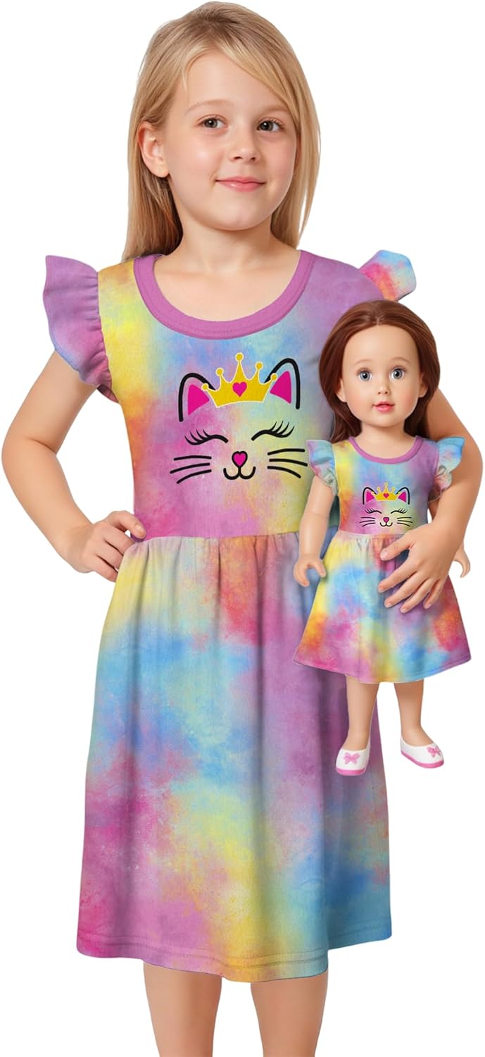 LQSZ Doll and Girl Matching Princess Dress Outfits for Girls and 18" Matching Doll and Girl Clothes