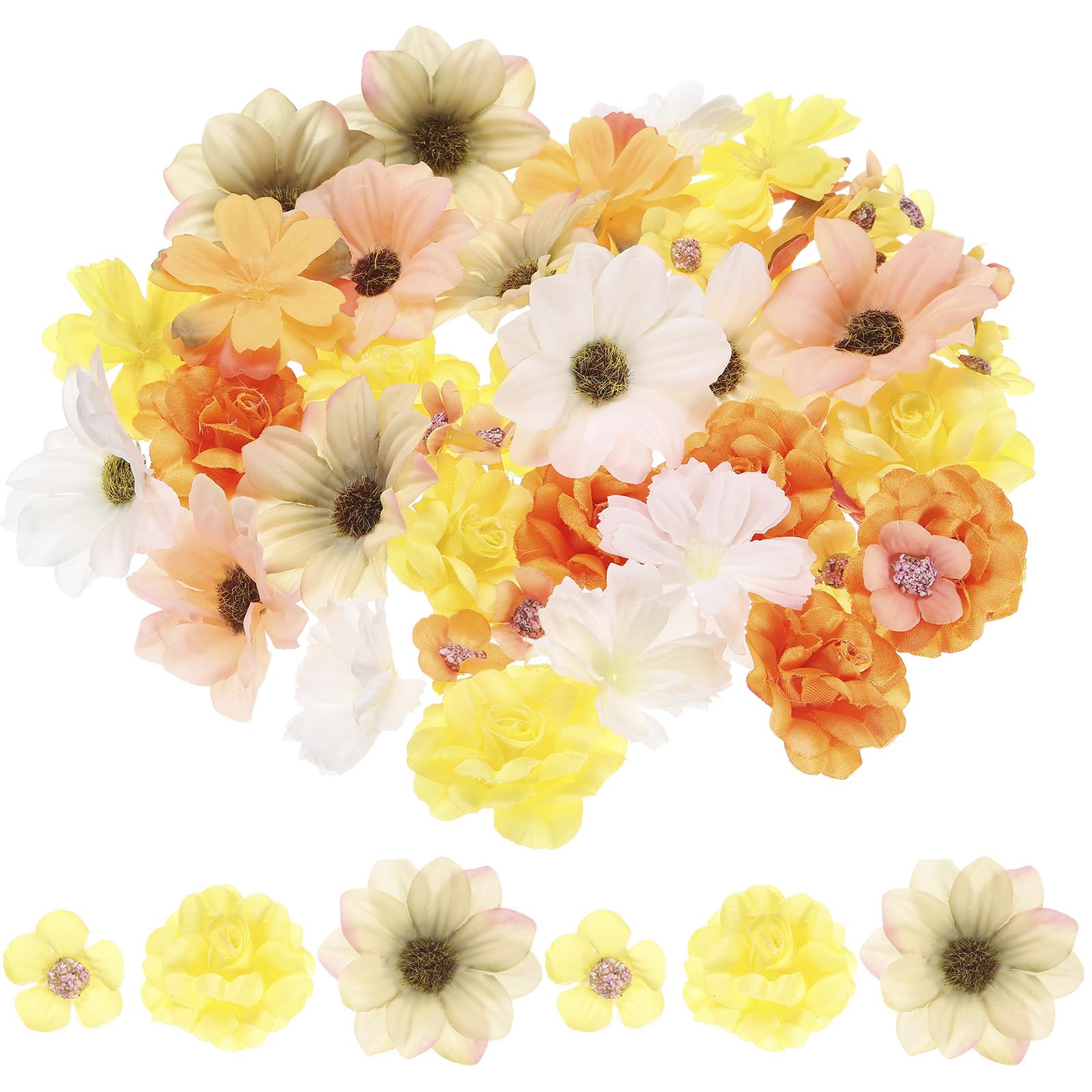 Mini fleurs artificielles en vrac jaune vif pour loisirs créatifs et décoration