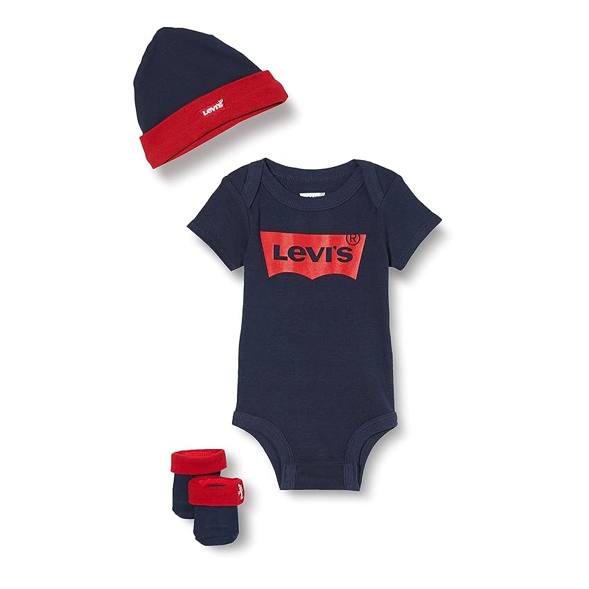 Immagine del prodotto Levi's Classic Batwing Infant Hat Bodysuit Bootie Set, 3Pc Bimbo, Dress Blues, 6-12 Mesi