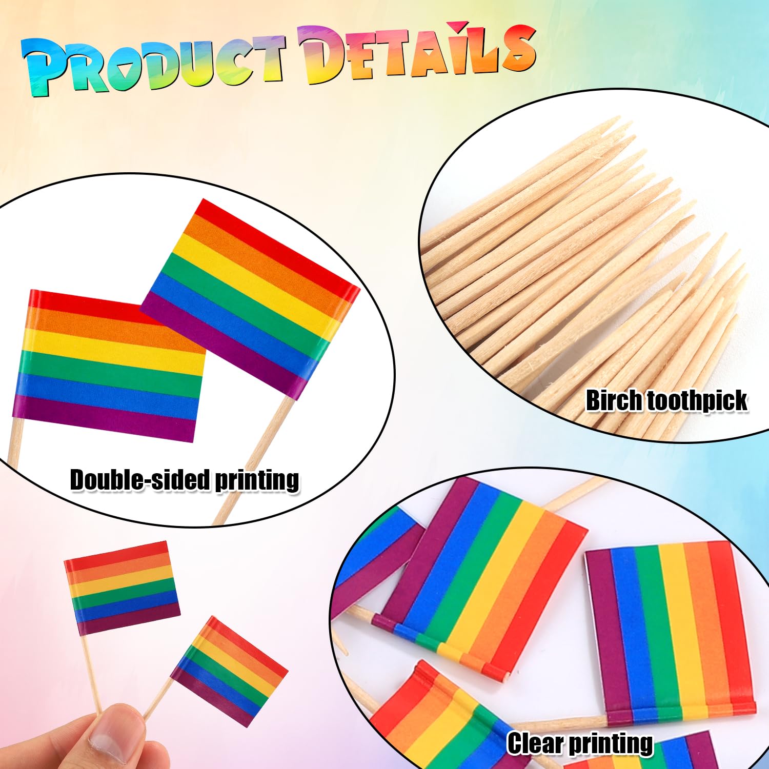 200pz Bandiere Arcobaleno Stuzzicadenti, Mini Toppers Cupcake LGBT Stuzzicadenti Bandiere Arcobaleno Stuzzicadenti da Cocktail Arcobaleno per Carnevale Arcobaleno Decorazioni per Feste