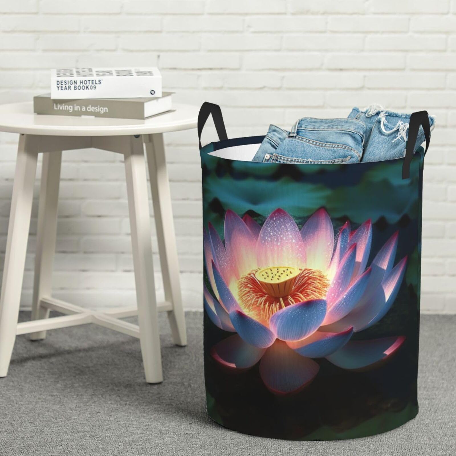 Panier à linge autonome à motif de fleurs et pliable en taille M