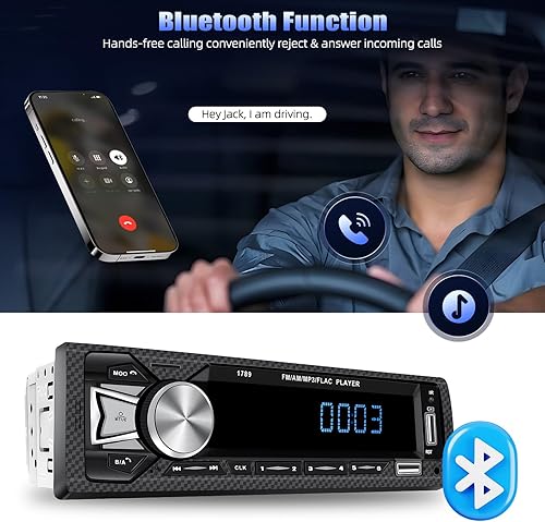 Miniatura 2 de Receptores de audio para coche con Bluetooth manos libres con pantalla LCD digital, radio FM para coche, reproductor de MP3, carga rápida,