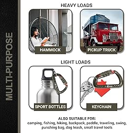 Rhino Produxs 12kN (2697 lbs) Heavy Duty Carabiner Clips, for Securing Pets, Outdoor, Camping, Hiking, Hammock, Dog Leash Harness, Keychains
