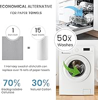 Vista 12 de Homaxy Paños de cocina suecos para cocina, paquete de 10 paños de esponja de celulosa reutilizables y lavables, toallas de papel absorbentes y sin