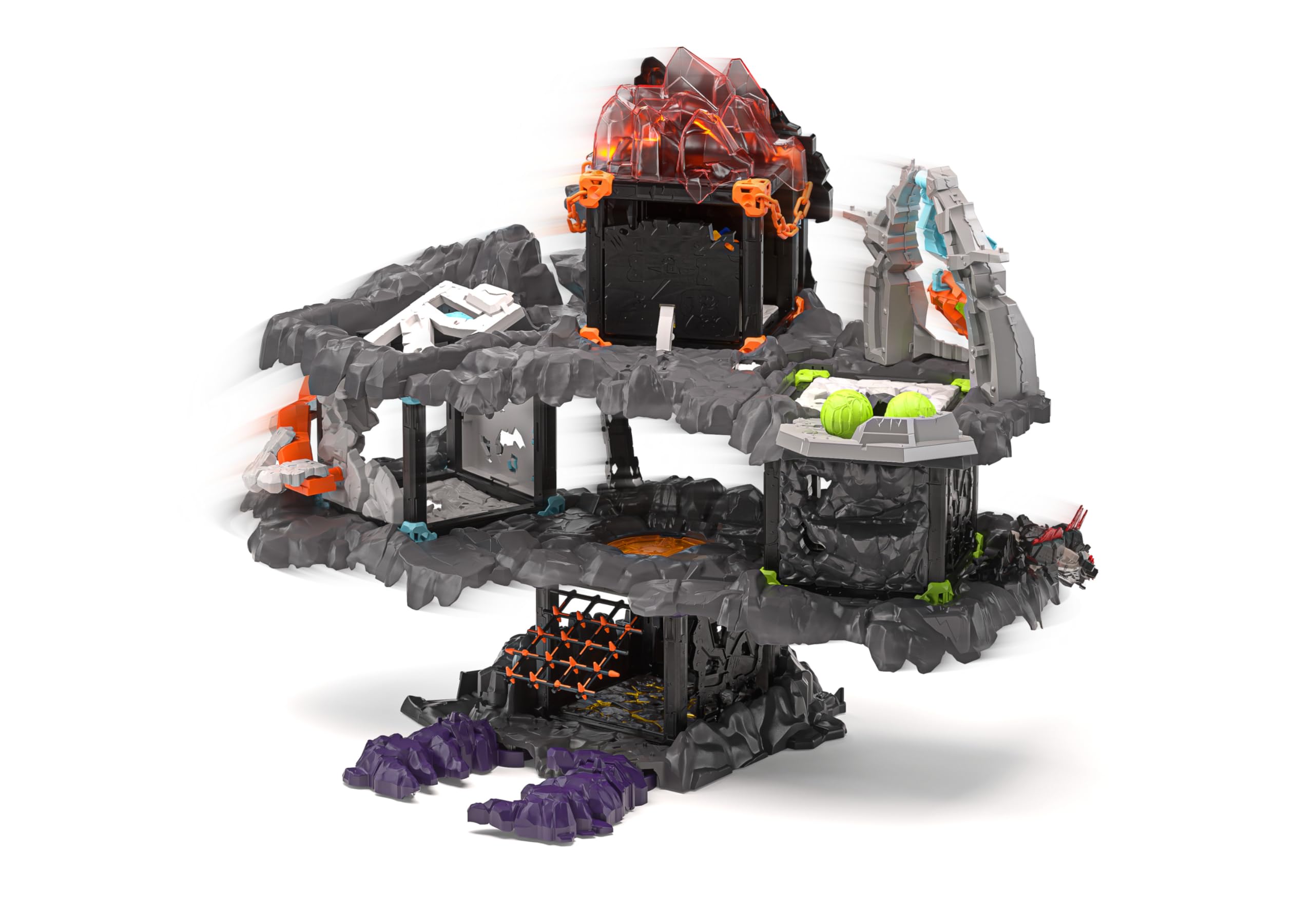 schleich ELDRADOR CREATURES | MasterCave Smashrador 42757 | Zestaw z 4 grotami BattleCave, 4 Mini, robotem, lawowym lwem i Super Kryształem | Wiele funkcji i akcesoriów | Od 6 lat | 119 elementów