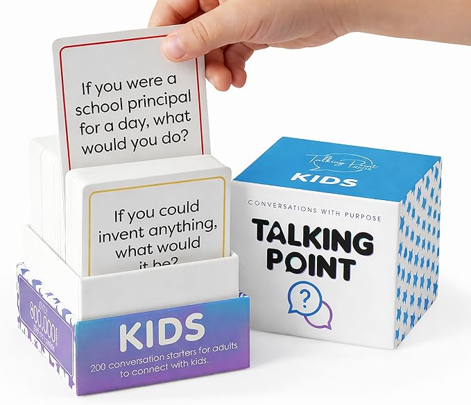 200 Kids Conversation Cards - Get Children to Enjoy Talking & Listening - Great for Road Trip & Family Dinners - A Way for Kids to Express Themselves