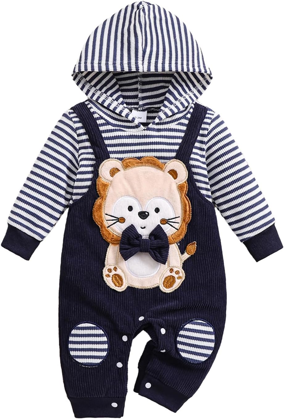 Baby Boy Clothes Newborn Hoodie Romper Fall Winter One-piece Outfit Infant Cute Cartoon Clothing Set 0-18 Months