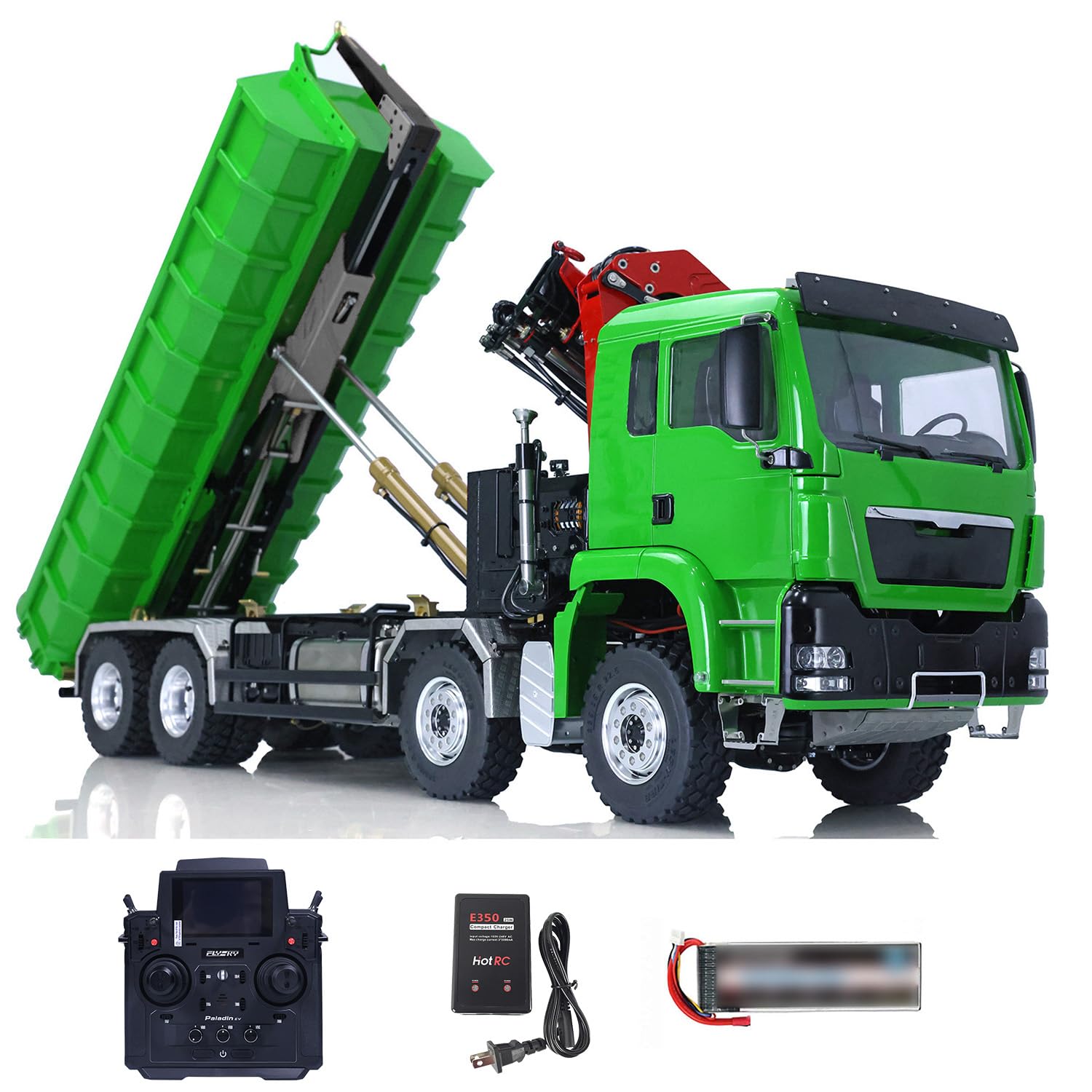 LESU 1/14 8x8 RC Roll-on/Off Hydraulik Ladekran Kipper Kippfahrzeug Flysky PL18EV
