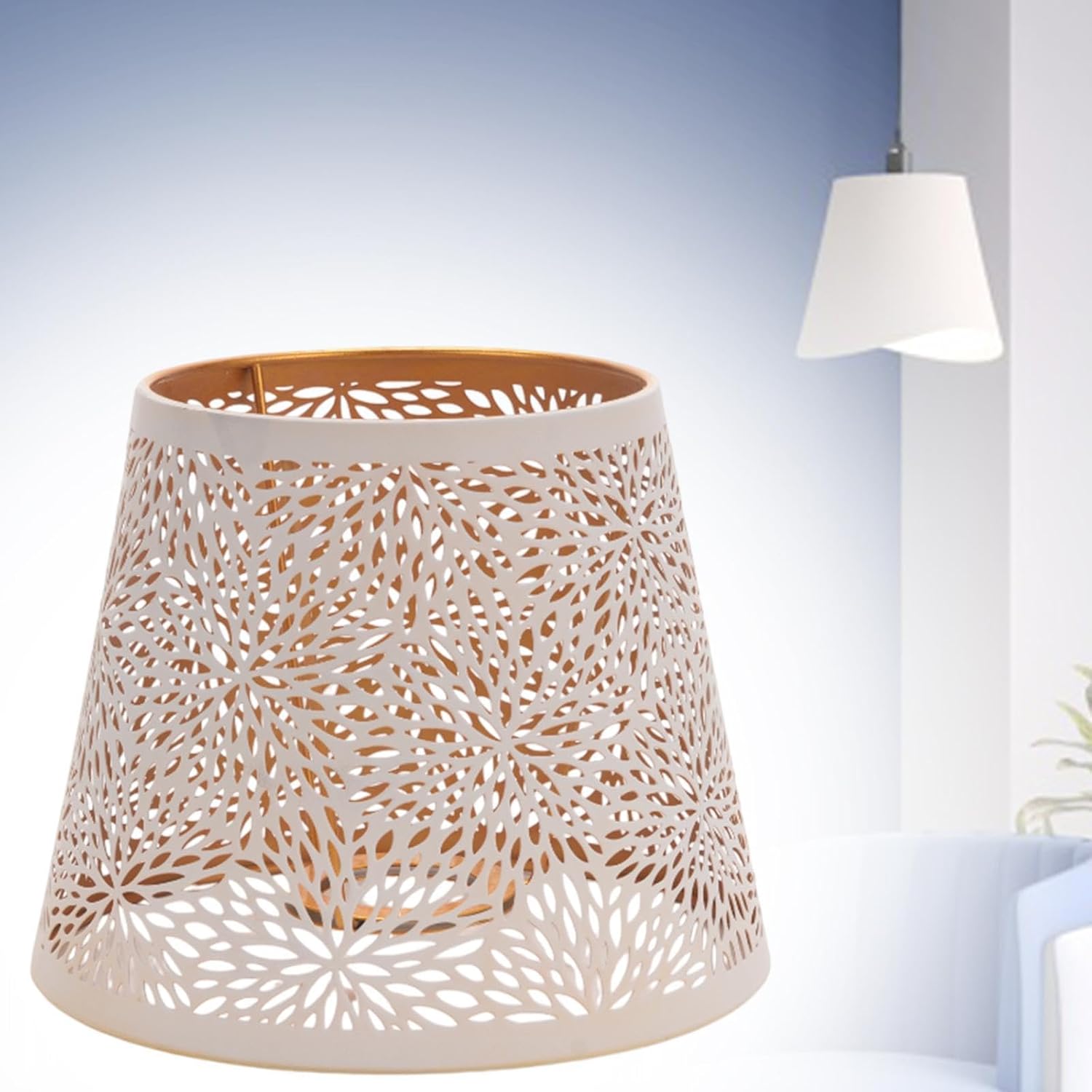 Baoblaze Metal Lampshade Light Shade Hollow Out for E27 Bulb for Table Lamp Floor Light Hotel, White A