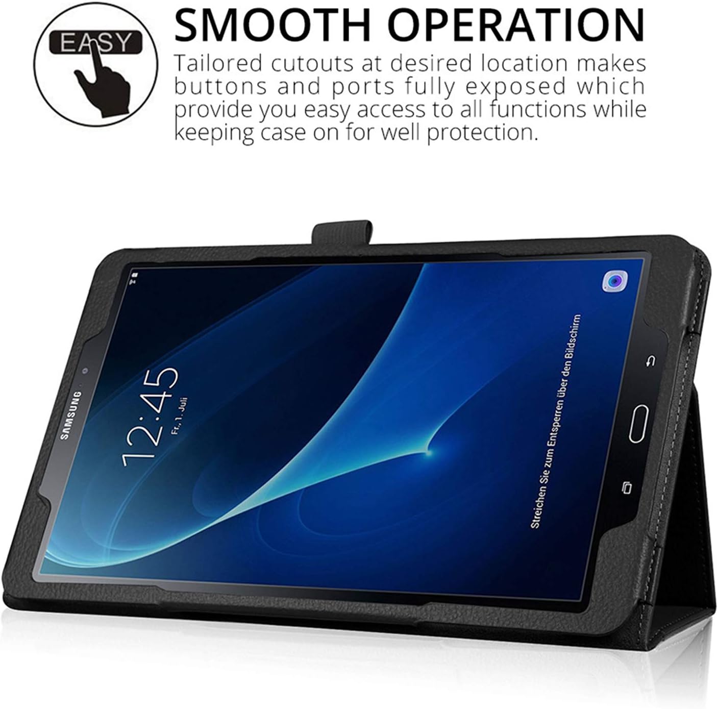Samsung Galaxy Tab A SM-T580 10.1-Inch Touchscreen 32 GB Tablet (2 GB Ram, Wi-Fi, Android OS, Black) International Version Bundle with Case, Screen Protector, Stylus and 32GB microSD Card