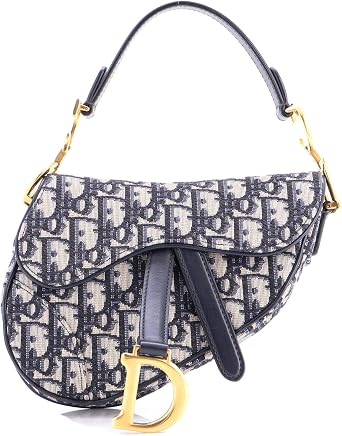 Pre-Loved Saddle Handbag Oblique Canvas Mini, Blue