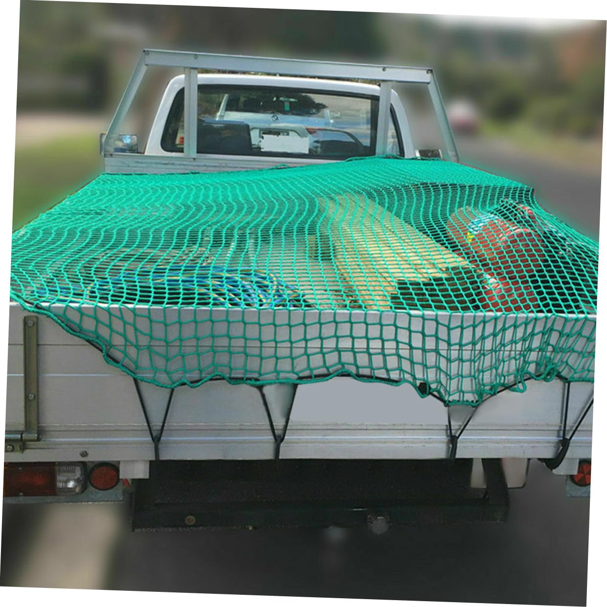 Rete Carico Pickup Truck in Nylon Resistente Antiscivolo con Corde Elastiche e Ganci Rete Protettiva per Cassone Rimorchi e Furgoni Copertura Estendibile