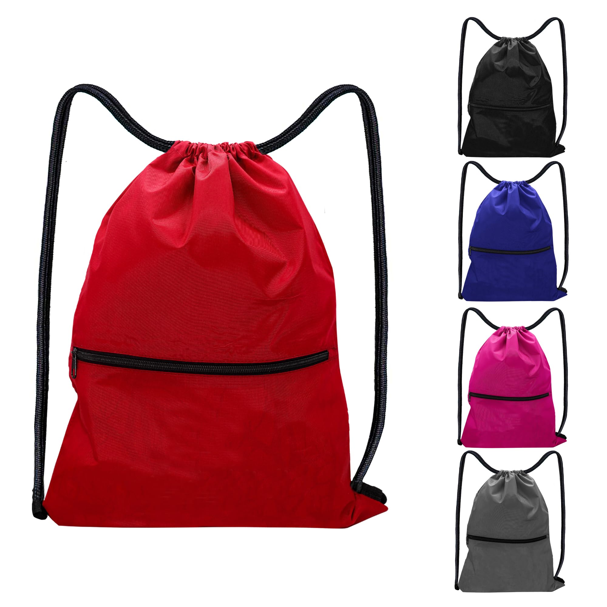 SialPro Drawstring Bags, Swim PE Bags Drawstring Gym Bag for Kids Adults String Swimming Sports Bag for School Sports Swimming Gym Travel (Red)