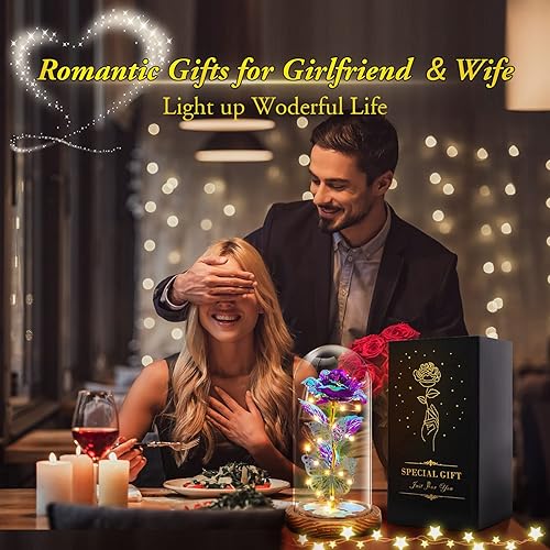 Miniatura 5 de Regalos para mujeres, esposa, mamá, novia, abuela, rosa artificial en cúpula de cristal, rosas rojas regalos para el día de la madre, Navidad, día