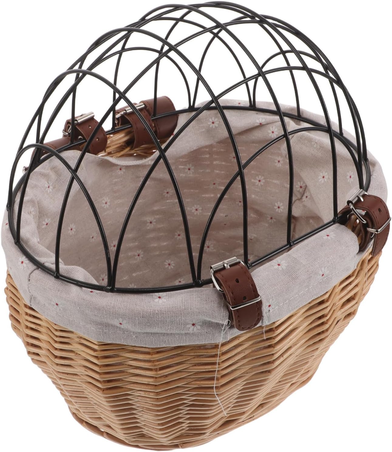 Totority Pet Bike Basket for Dogs and Cats with Breathable Rattan Weave and Easy Installation, Front Handlebar Carrier Basket for Cycling and Long Rides, Natural Wicker Design with Iron