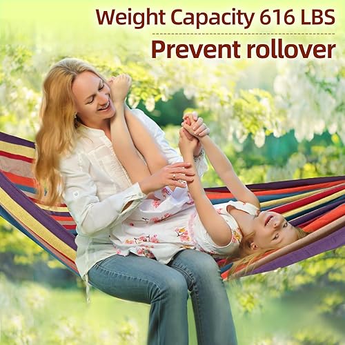 Miniatura 6 de LIEVIM Hamacas de camping para patio trasero, hamaca de tela cómoda para colgar en el jardín, con correas para árboles interiores, capacidad de peso