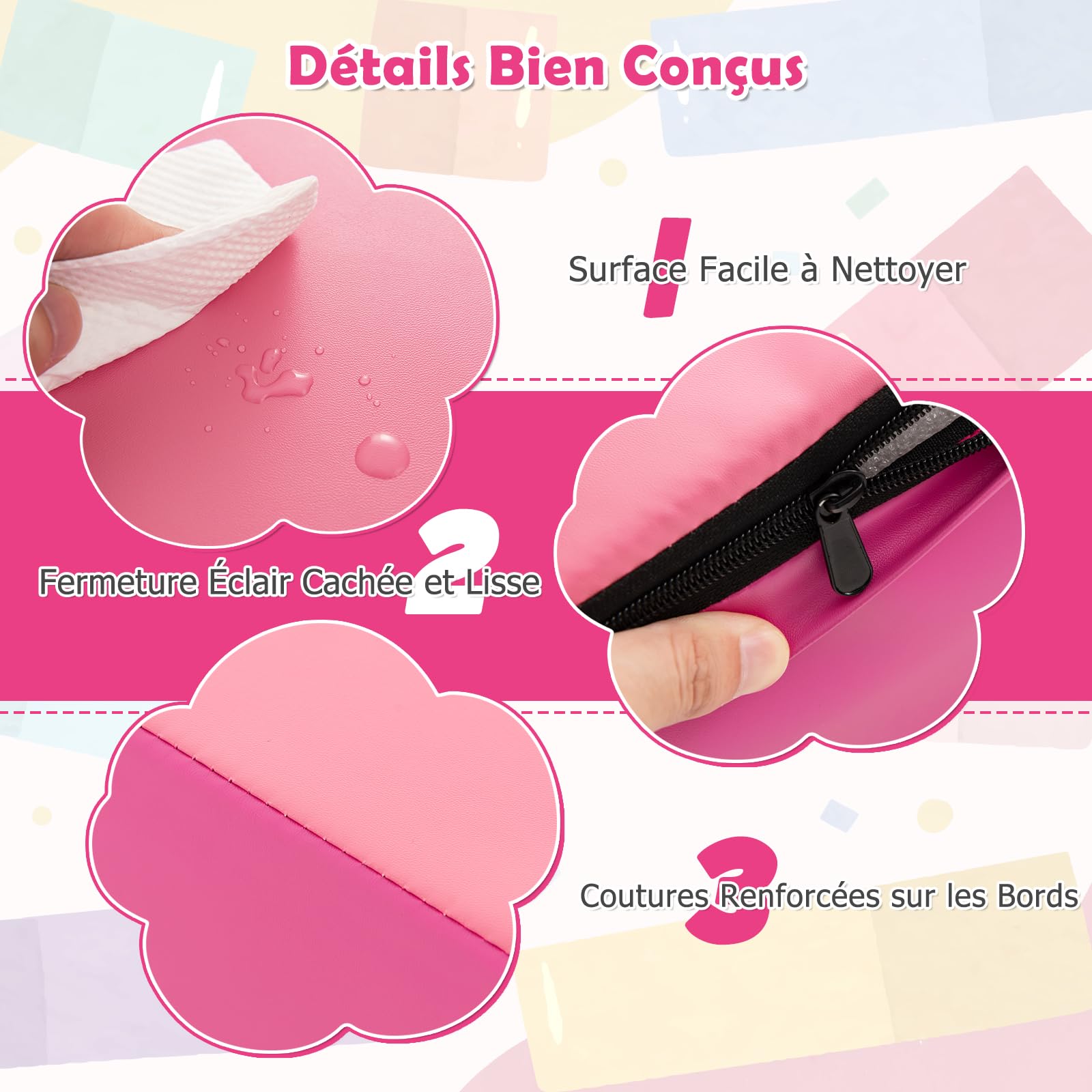 DREAMADE 5PCS Module de Motricité, Parcours Motricité Bébé en PU à Base d'eau & EPE, Jeut d'Éducation pour Enfants d'Âge Préscolaire, Convient à Maternelle, Maison (Rose)