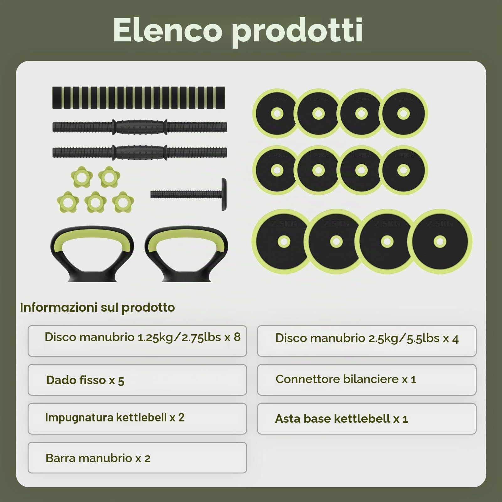 PASYOU Manubri Regolabili 5 in 1 Set, Include Manubri, Bilancieri, Kettlebell, Flessioni per Pesi Palestra Set Manubri per Fitness a Casa