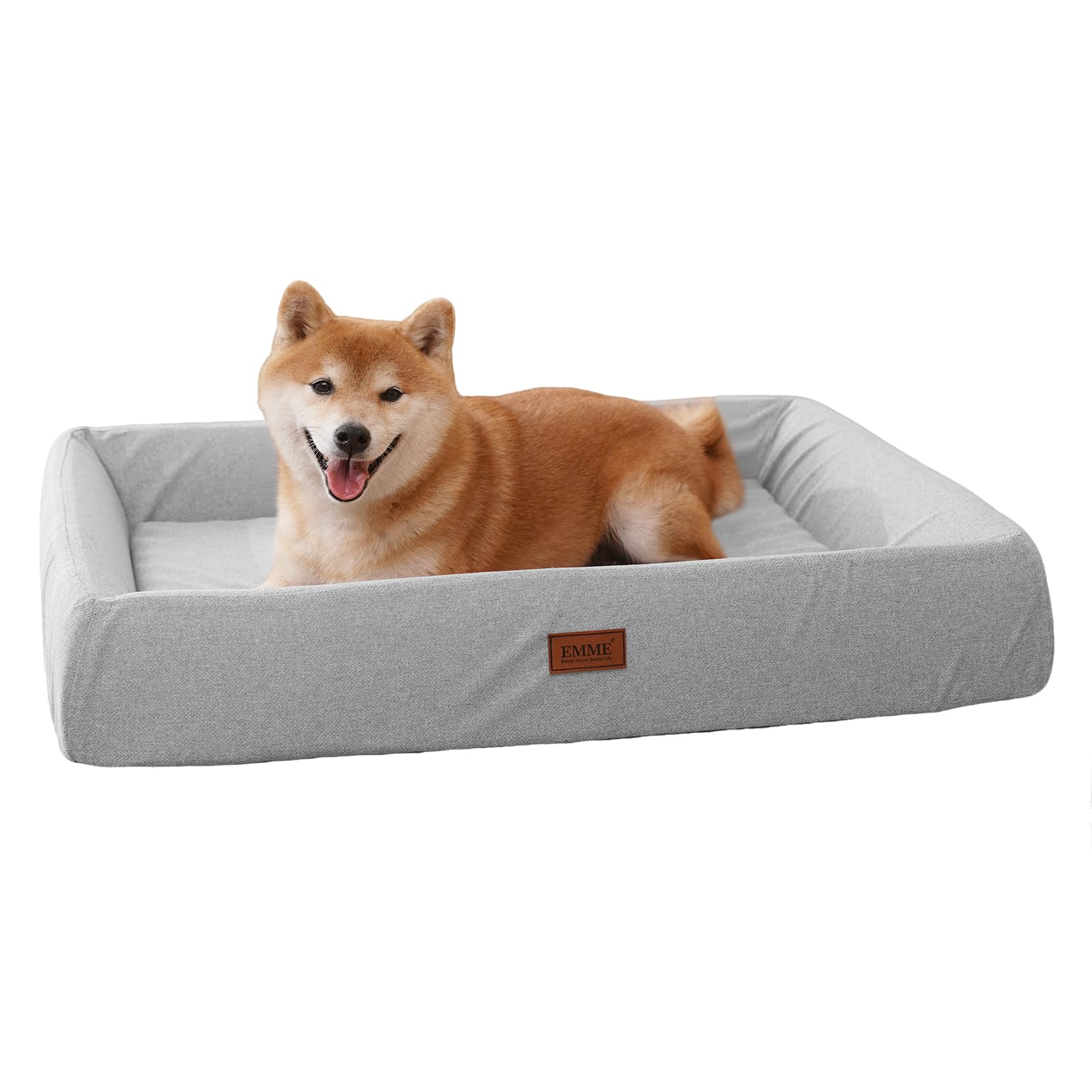 EMME Hundebett – rundum wasserdichtes Polyurethan-Hundesofa, waschbar, hoch elastisch, Abnehmbarer und waschbarer Bezug, rutschfest, für alle Jahreszeiten geeignet, 89x67x14,5 cm, grau