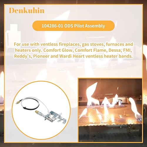 Miniatura 4 de Denkuhin 104286-01 - Conjunto piloto ODS compatible con troncos de gas propano, calentadores de pared para chimeneas por DesaMr