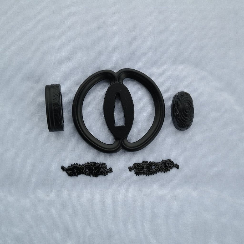 Samurai Sword Koshirae Set，Alloy Tsuba Fuchi Kashira Menuki Katana Fittings — image 1