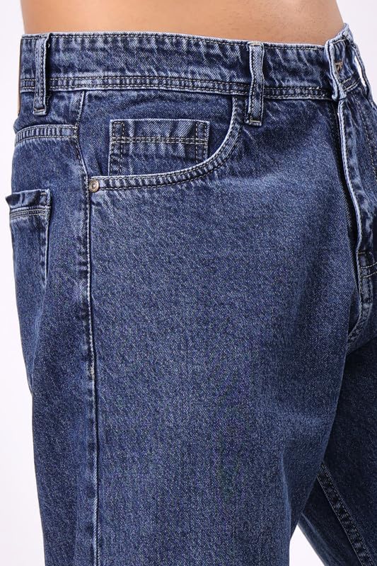 Image of London Hills Men's Relaxed Fit Baggy Jeans | Streetwear Style Loose Denim Pants for Casual Wear | Comfortable Cotton Blend Jeans with Trendy Wide Leg Fit