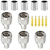 onelinkmore N Male Crimp Connector Kit N Type Plug Adapter 50 ohm for RG8,RG213 LMR400 7D-FB Coaxial Cable Low Loss High Frequency Coaxial Connector Pack of 5