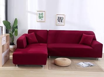 Diumy Solid Color All-Cover Sectional Sofa Cover,Stretch Sofa Cover L Shape,Universal Machine Washable Dustproof Couch Cover Sectional,Armchair Corner Sofa Protector-D Chaise Longue 4 seat