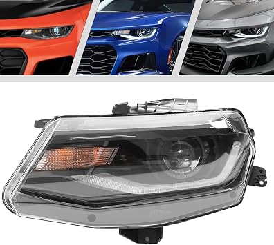 Headlights Assembly For 2016-2022Chevy Camaro HID/Xenon LED DRL Projector Headlamp, Left Driver Side Replacement, Black Housing Clear Lens Front Head Light Lamp GM2502423