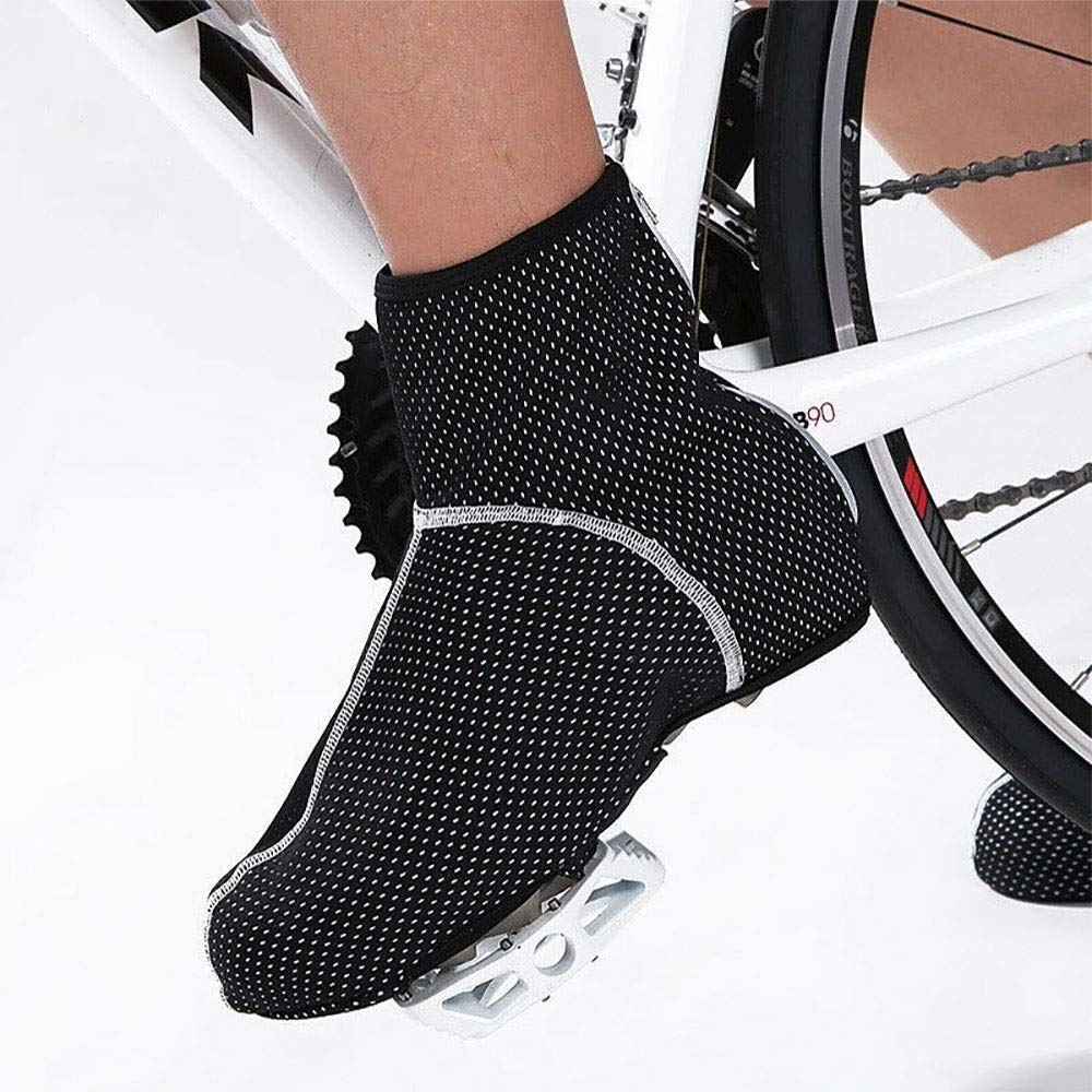 Pokrowce na buty rowerowe, wodoodporne, wiatroszczelne pokrowce na buty rowerowe, termiczne zimowe buty rowerowe MTB z odblaskowym paskiem, wodoodporne, wiatroszczelne (rozmiar: L)