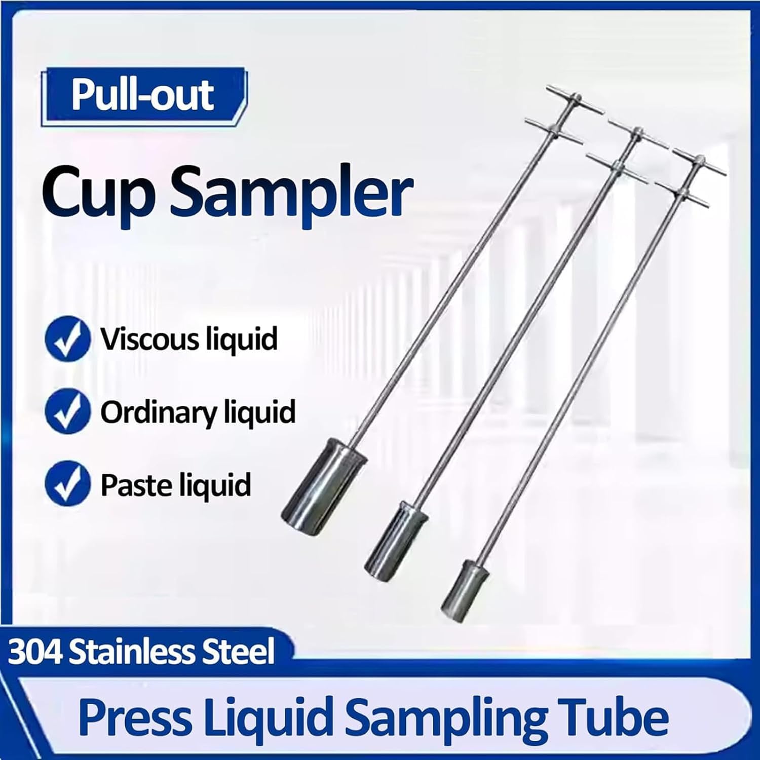 Liquido campionatore 100 ml, dispositivo di raccolta dell'acqua in acciaio inox, design antiscivolo, manico rimovibile per uso sanitario e farmaceutico