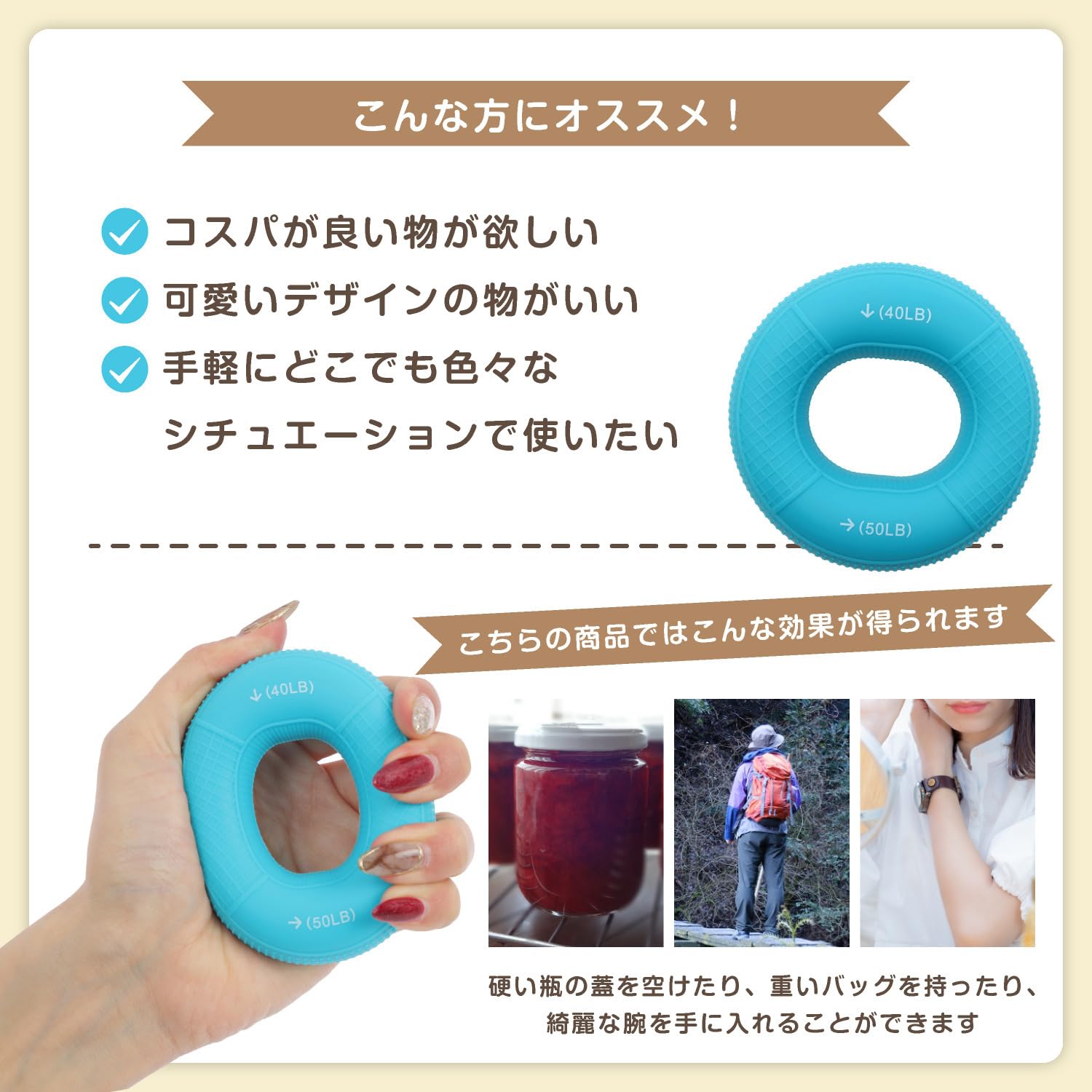 Amazon | Nice Ben Goo ハンドグリップ 握力 トレーニング （30～40LBB