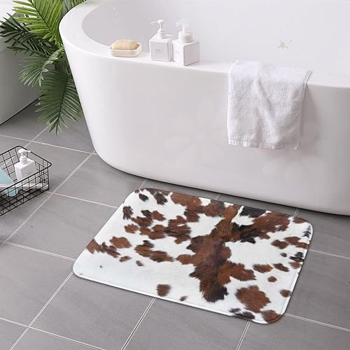 Miniatura 3 de Alfombra de baño con estampado de vaca marrón con estampado de vaca, suave, absorbente, antideslizante, para cocina, baño, lavandería, dormitorio,