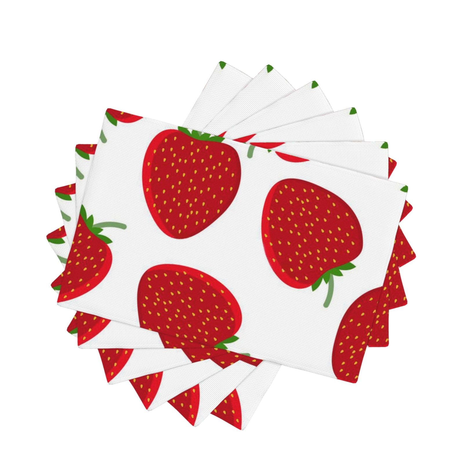 Set de table en lin style fraise de qualité supérieure 45x30