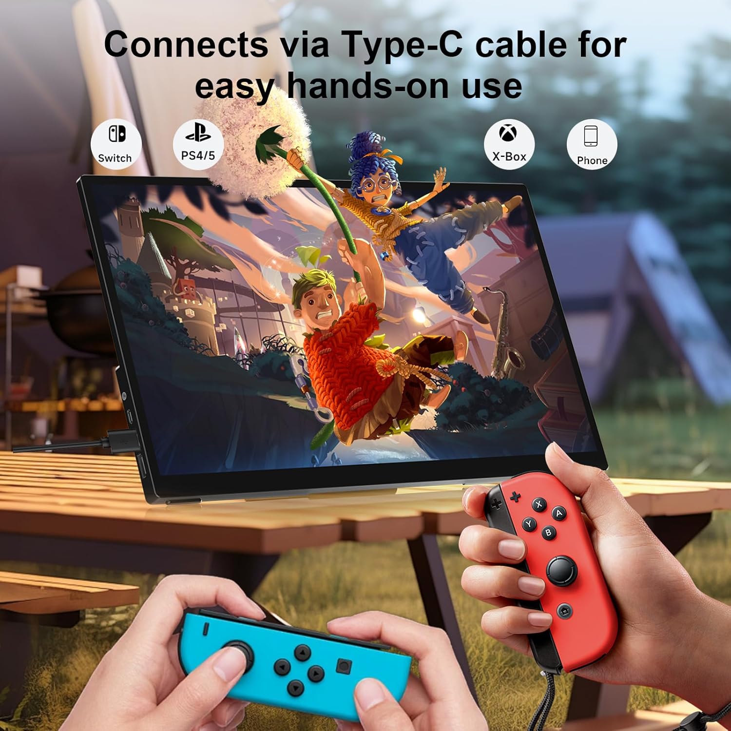 Portable Monitor Touchscreen 15.6" 1080P FHD IPS, 10-Point Touch Travel Gaming Display with Dual Speakers & Kickstand, USB-C HDMI External Screen for Laptop, PS5, Switch (1080P Touch, 15.6Inch)