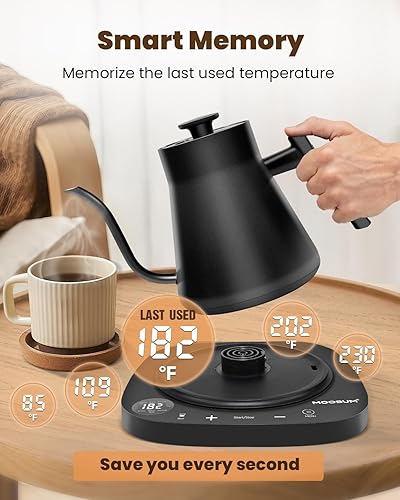 Miniatura 4 de Hervidor eléctrico de cuello de cisne, hervidor de té eléctrico de 0.8 L preestablecidos con control de temperatura, tetera para café, tetera,