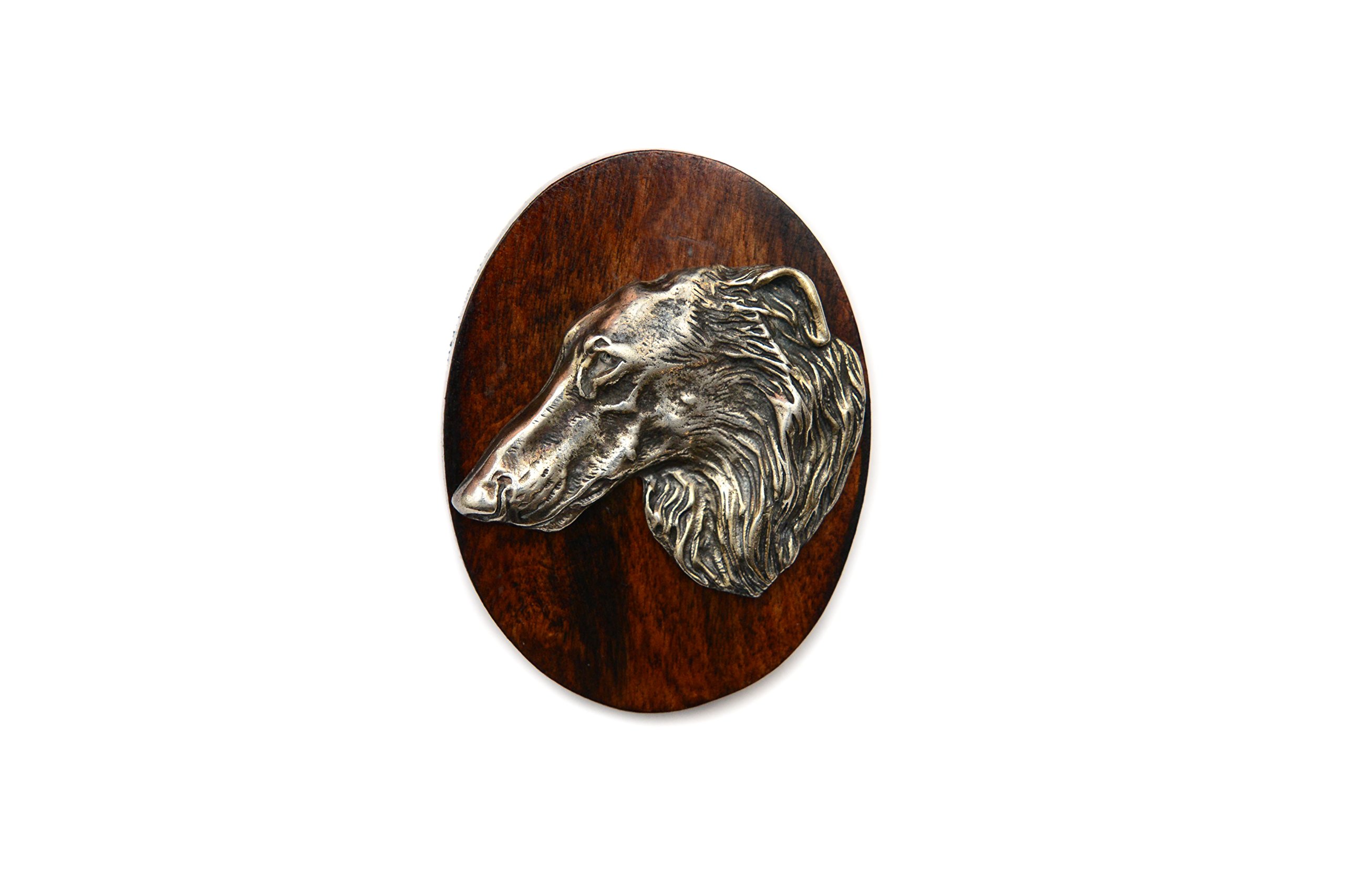 Art-Dog Dog Show Ring Clip Number Holder - Brooch with Clip Dog Show Exhibit Number Holder - Handmade Dog Show Accessory – Dog Tag Clip 7x5cm – Borzoi — image 1