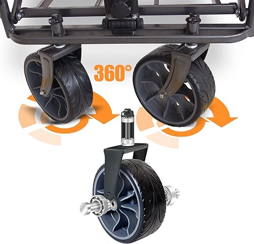 Miniatura 4 de TMZ Carro plegable para exteriores con toldo extraíble, carrito resistente de 265 libras con ruedas de goma, asas ajustables, canasta trasera, para