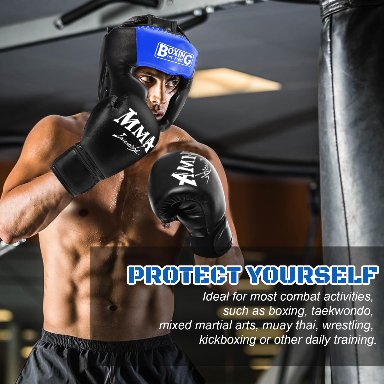 Sparring Head Guard with Gloves - Boxing Safety Headgear for MMA, Kickboxing, Muay Thai & Boxing - Adult & Kids