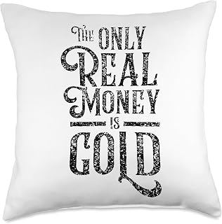 Central Bank Bug Troy Ounce Bar Inflation The Only Real Money is Gold Bullion Coin Precious Metals Throw Pillow, 18x18, Multicolor