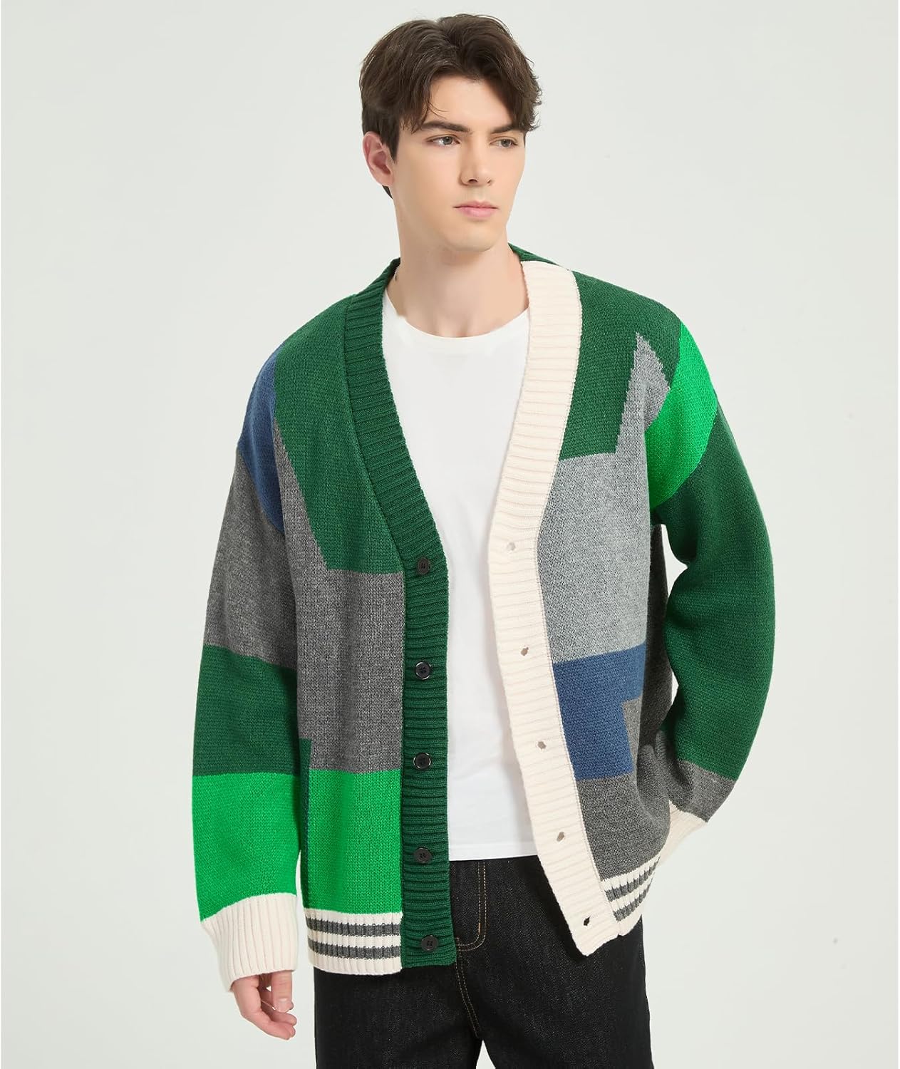 GURUNVANI Cardigan Sweater for Men Knitted Long Sleeve Sweaters with Buttons - Image 2