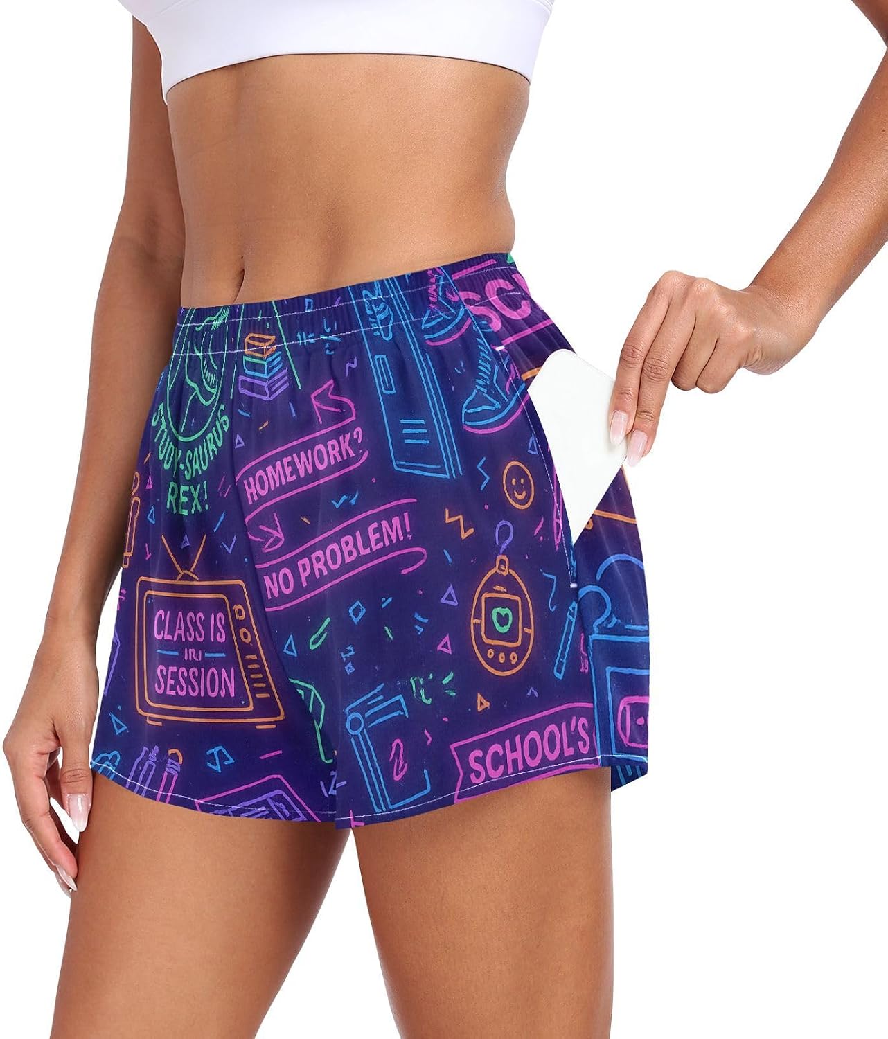 Womens Athletic Shorts with Pockets Sport Shorts for Running Yoga Sports Beach S